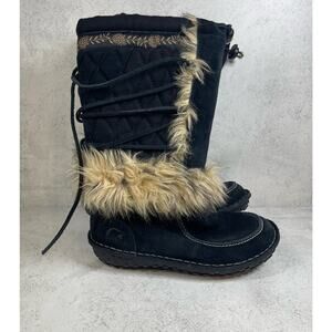 Sorel Sedna Thinsulate Black Waterproof Faux Fur Trim Boots Size W7 US